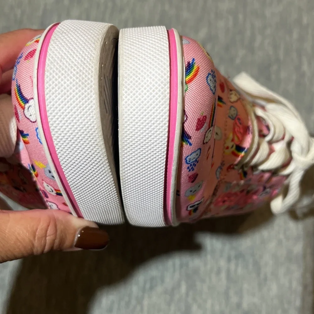 Heelys Pro 20 Prints Youth 6 Women 7 Pink Skate Shoe‎ Rainbow Graphic Laces EUC